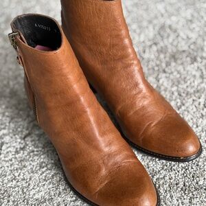 Stuart Weitzman Golden Brown Leather Ankle Boots